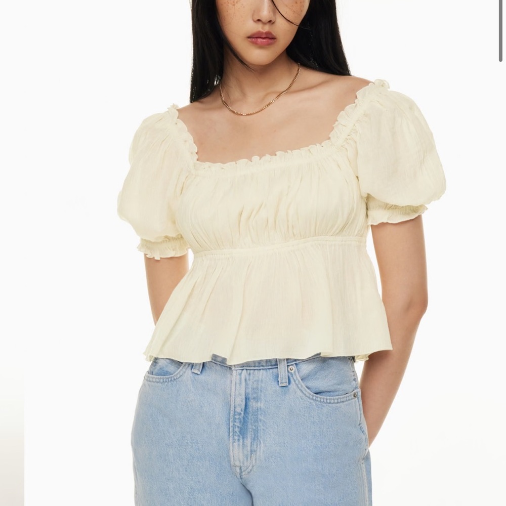aritzia sunday best cotton peplum charming blouse